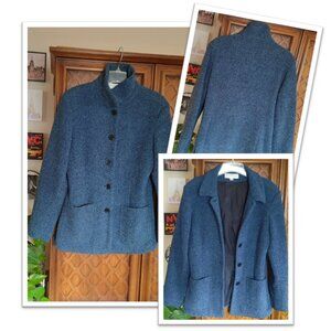 Sandro Paris Vintage Boucle Tweed Button-Down Blazer Coat - Blue, Size M